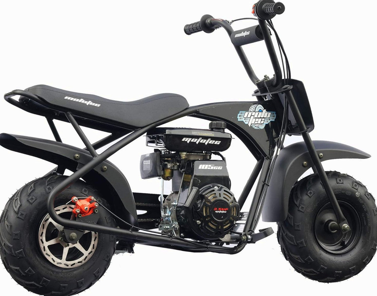 MotoTec 105CC 3.5HP Mini Bike, Black, Alloy Steel, 23mph - KN110-A