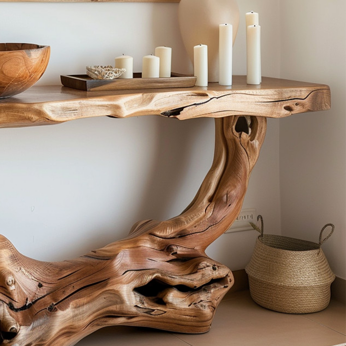 Narrow Console Table, Solid Wood Sofa Table for Entryway and Hallway
