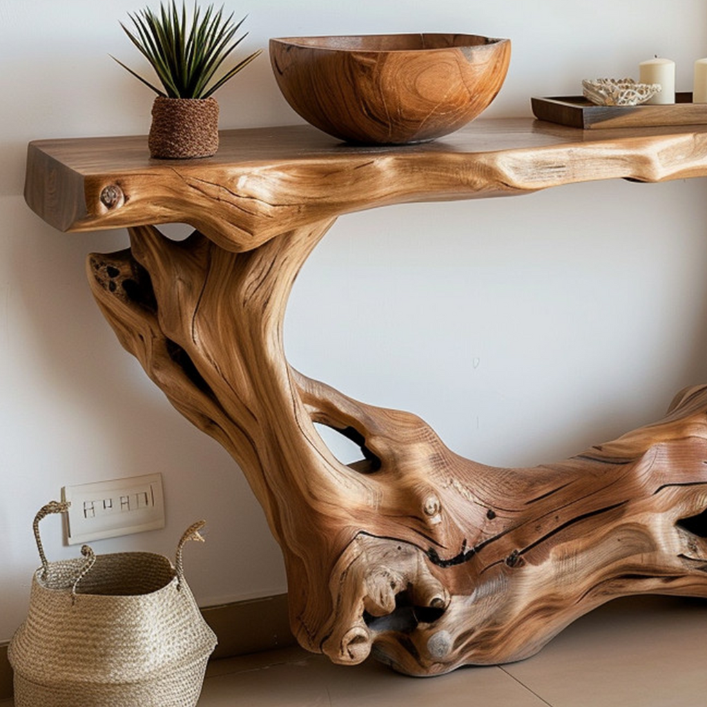 Narrow Console Table, Solid Wood Sofa Table for Entryway and Hallway