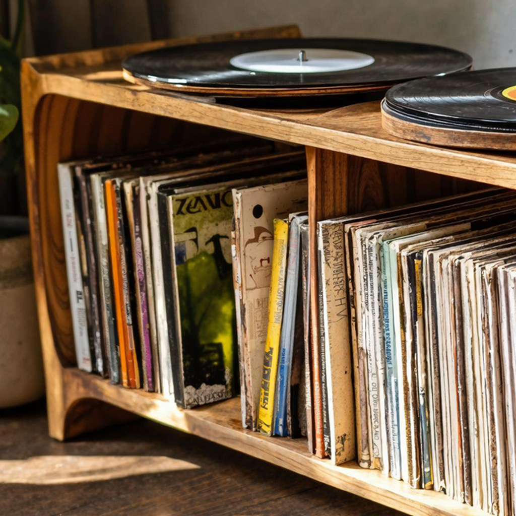 Record Player Stand, Mid Century Solid Wood Turntable Cabinet