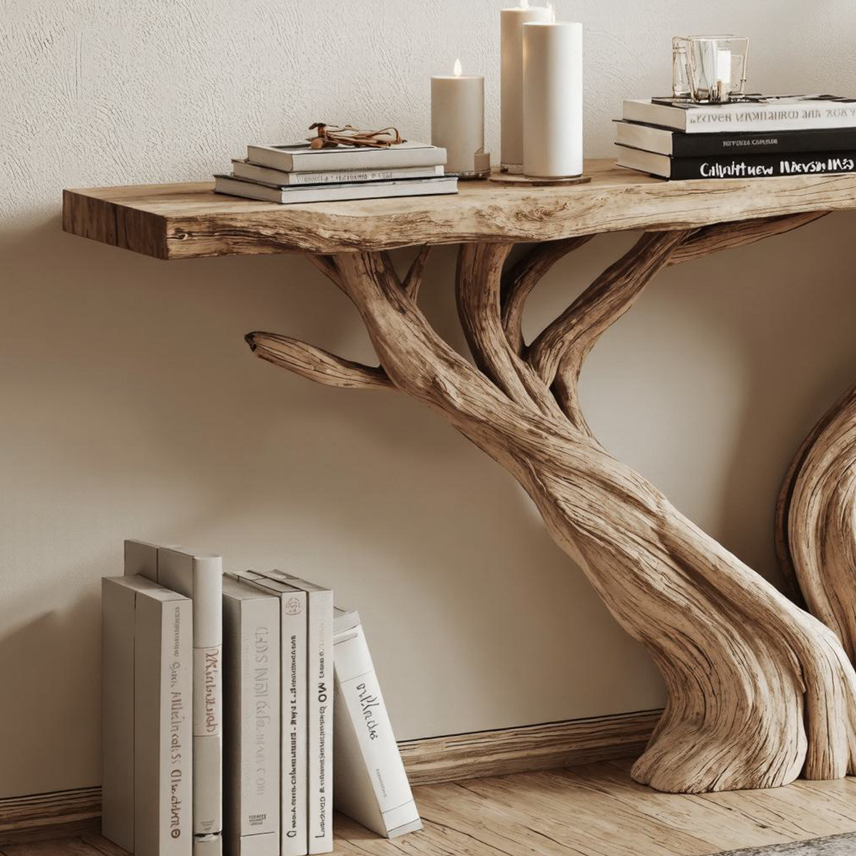 Live Edge Console Table, Handcrafted Rustic Wood Hallway Table