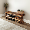 Farmhouse Entryway Bench Solid Wood Live Edge Shoe Bench
