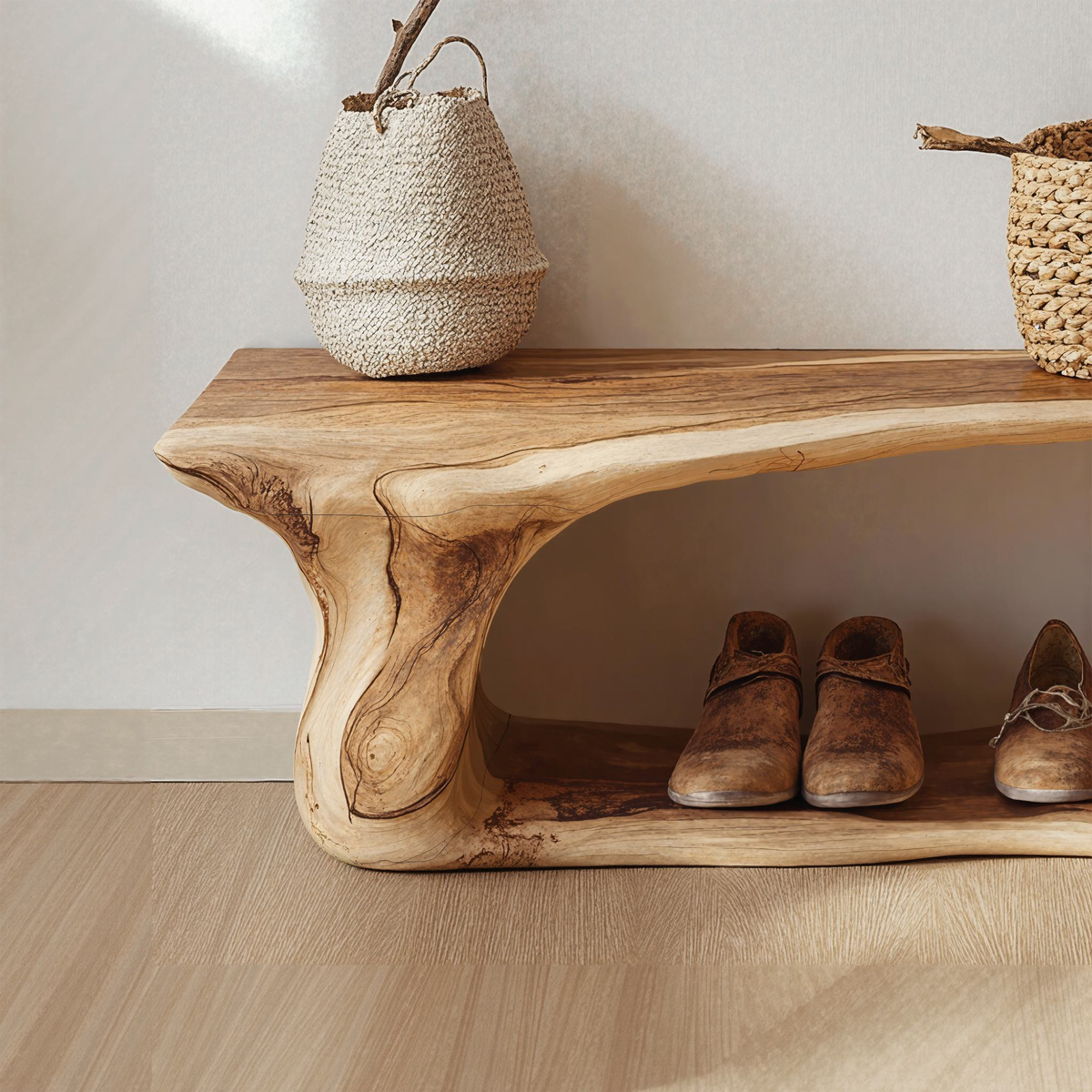 Farmhouse Shoe Bench, Custom Wood Shoe Rack for Entryways