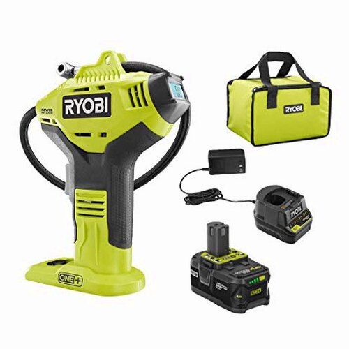 RYOBI ONE+ Cordless Air Inflator With Digital Gauge, 18V 4.0 Ah Lithium-Ion Battery - P737D