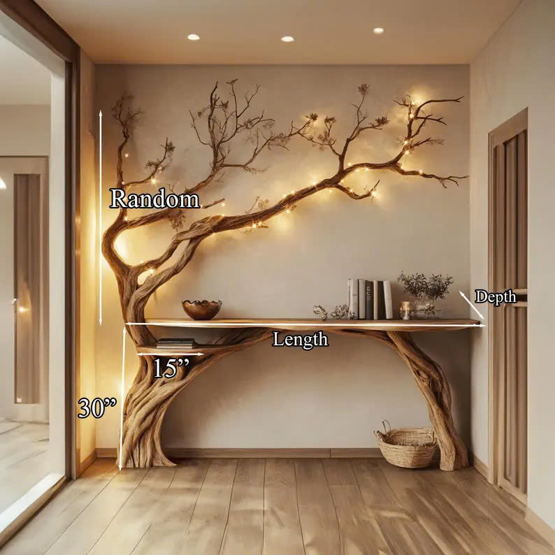 Rustic Solid Wood Console Table, Farmhouse Side Table for Hallway