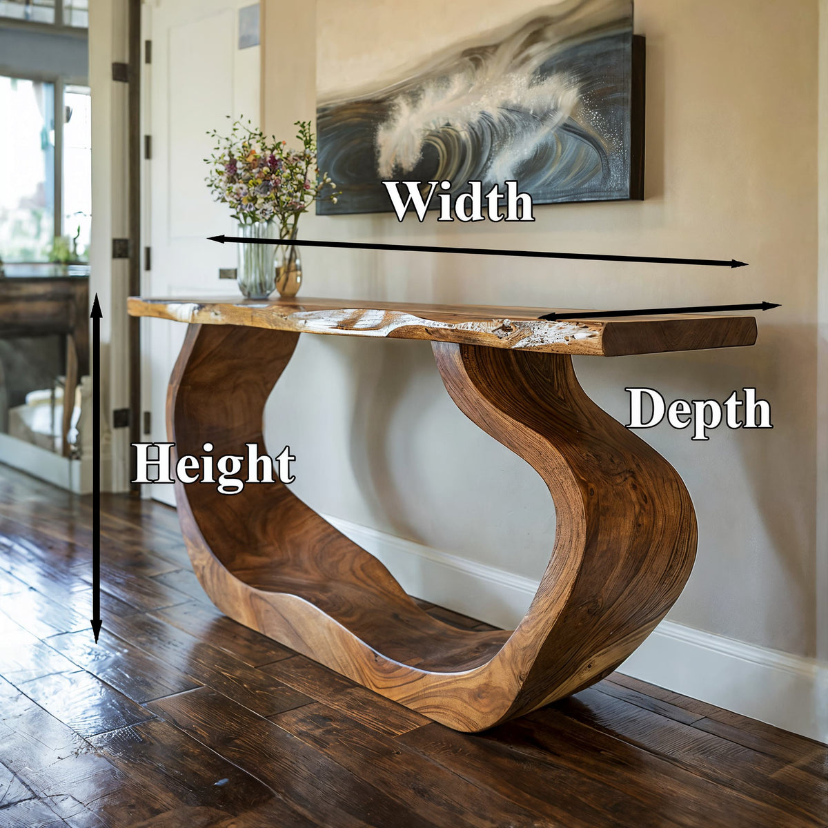 Entryway Table, Handcrafted Natural Wood Console for Foyers