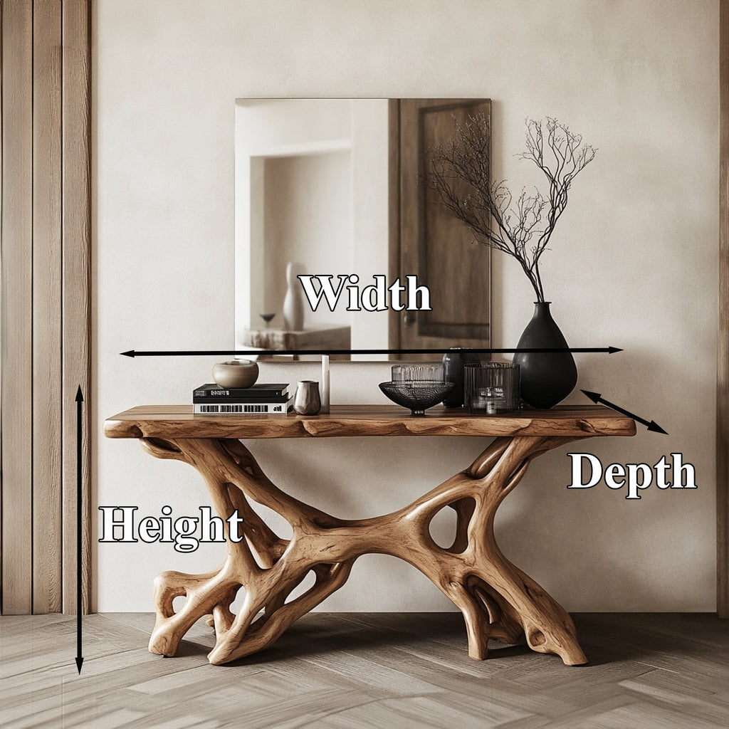 Handcrafted Console Table, Rustic Modern Solid Wood Sofa Table