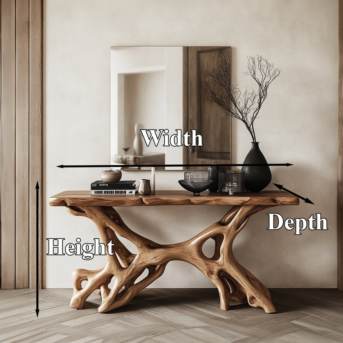 Handcrafted Console Table, Rustic Modern Solid Wood Sofa Table