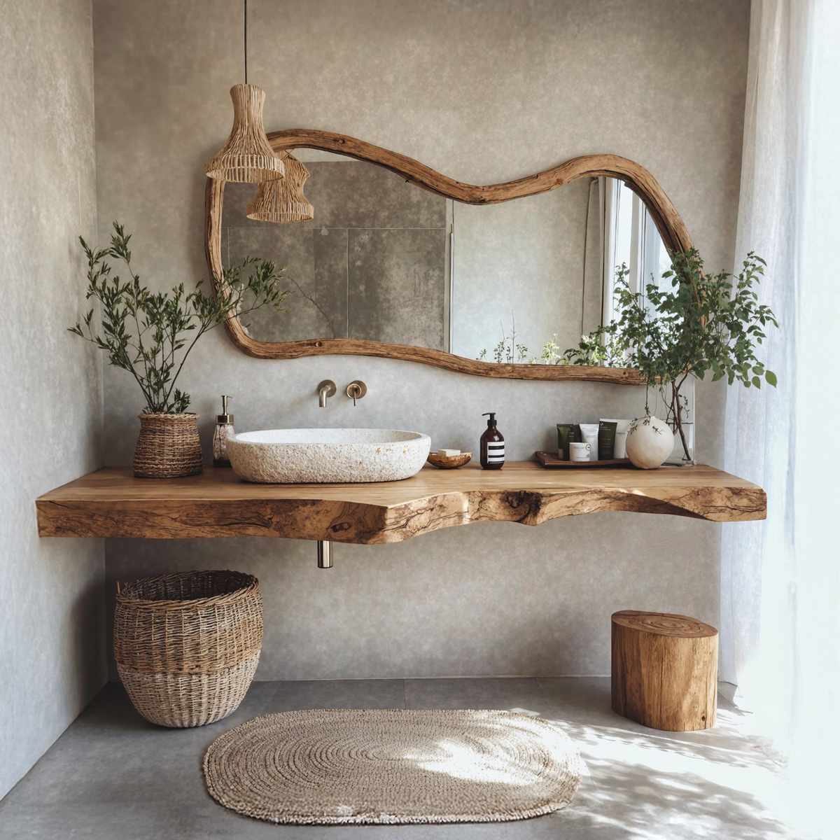 Solid Wood Vanity Top, Vintage Floating Shelf for Modern Bathrooms