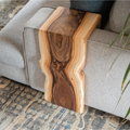 Sofa Armrest Table, Waterfall Wood Tray Custom Fit to Your Couch