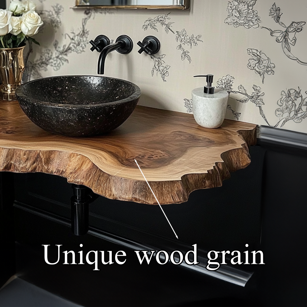 Live Edge Under Sink Shelf Solid Wood Bathroom Vanity Handcrafted