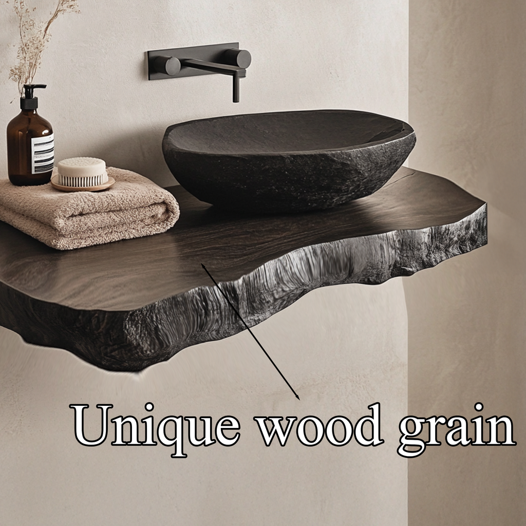 Custom Live Edge Vanity Shelf Solid Wood Floating Bathroom Counter