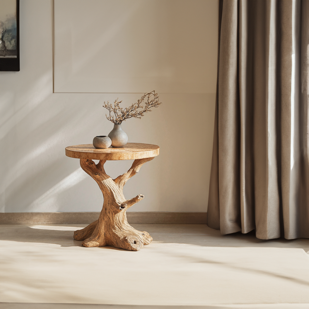 Solid Wood Side Table, Handcrafted End Table for Bedside or Sofa