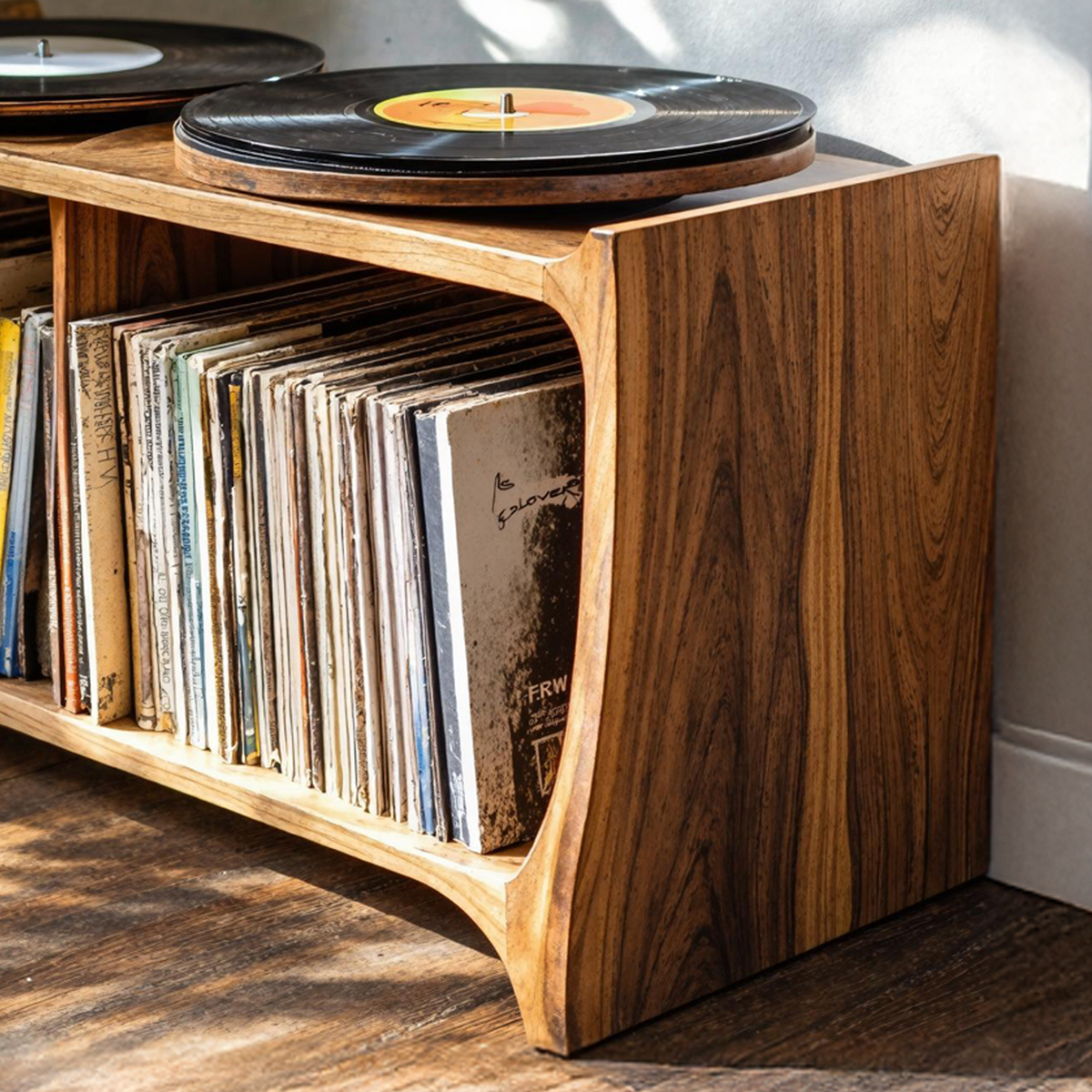 Record Player Stand, Mid Century Solid Wood Turntable Cabinet