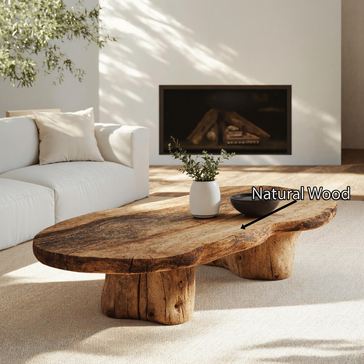 Vintage Wood Coffee Table, Low Rustic Centerpiece for Cozy Rooms