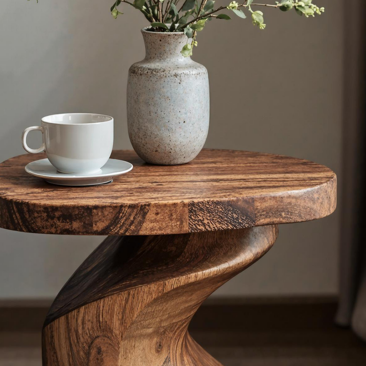 Wood End Table, Cozy Natural Accent Table for Living Room or Sofa