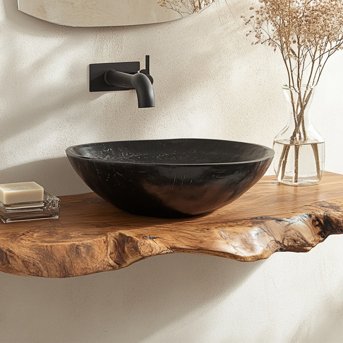 Live Edge Bathroom Vanity Shelf, Handmade Wood Floating Sink Top
