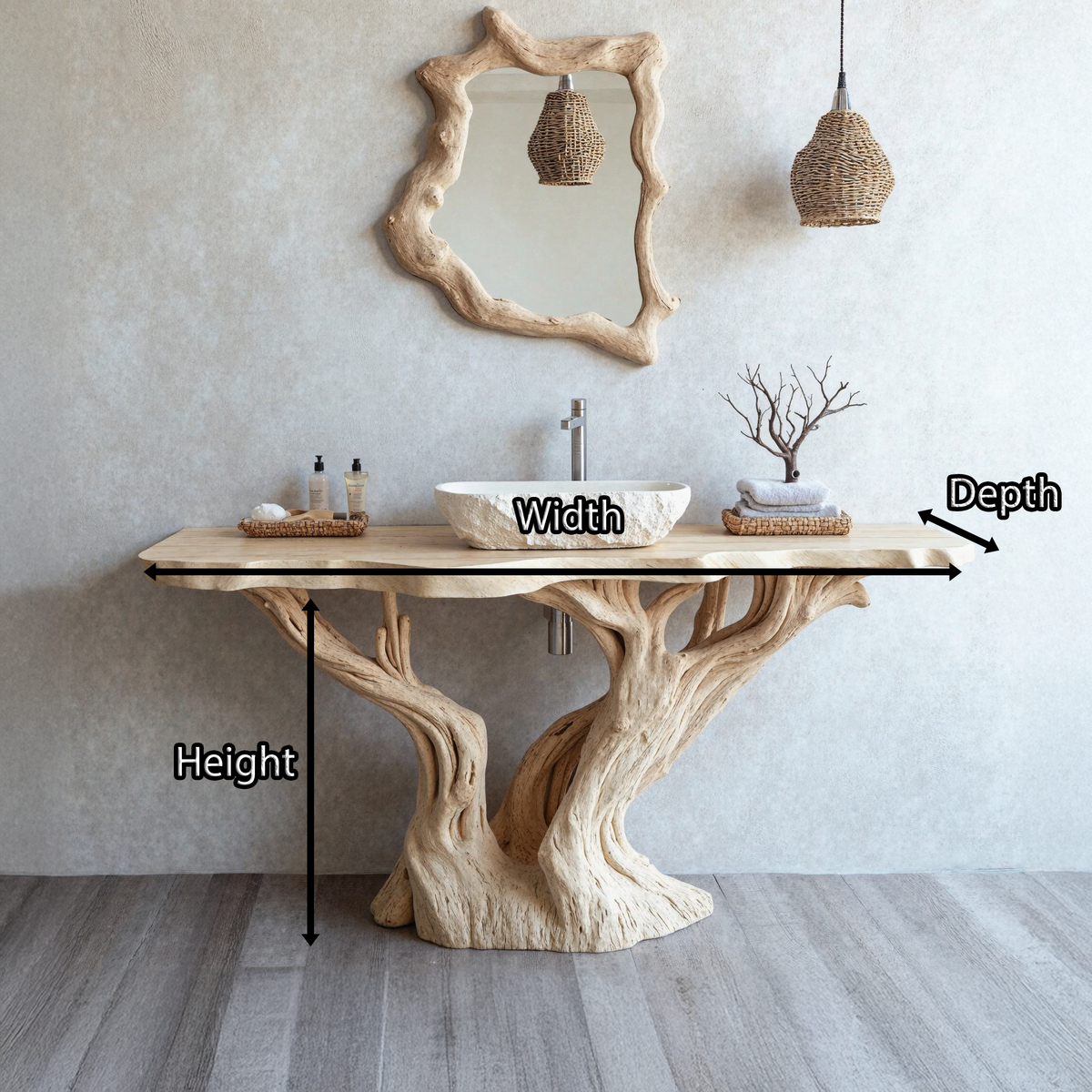 Bathroom Vanity, Live Edge Reclaimed Wood Farmhouse Vanity with Shelf