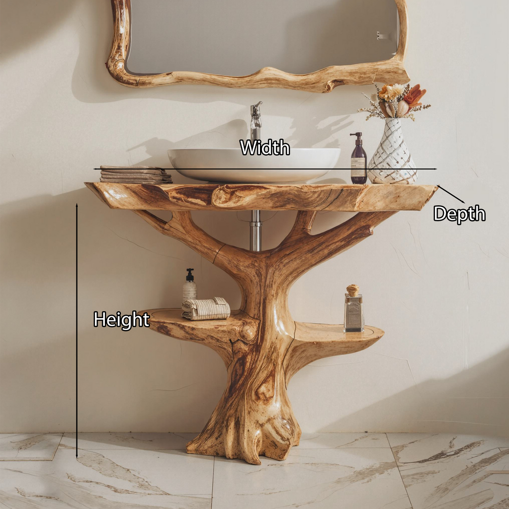 Reclaimed Wood Bathroom Vanity, Farmhouse Live Edge Sink Shelf