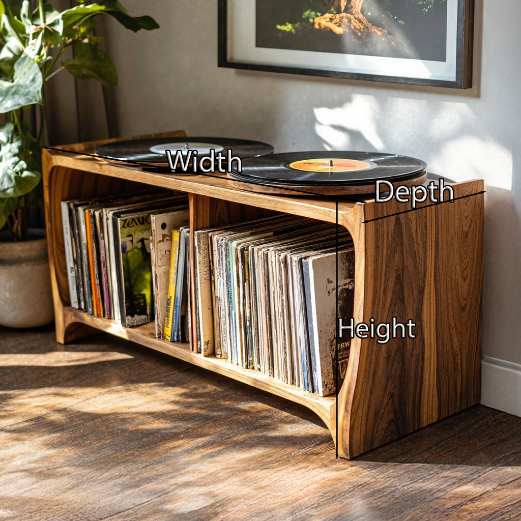 Record Player Stand, Mid Century Solid Wood Turntable Cabinet