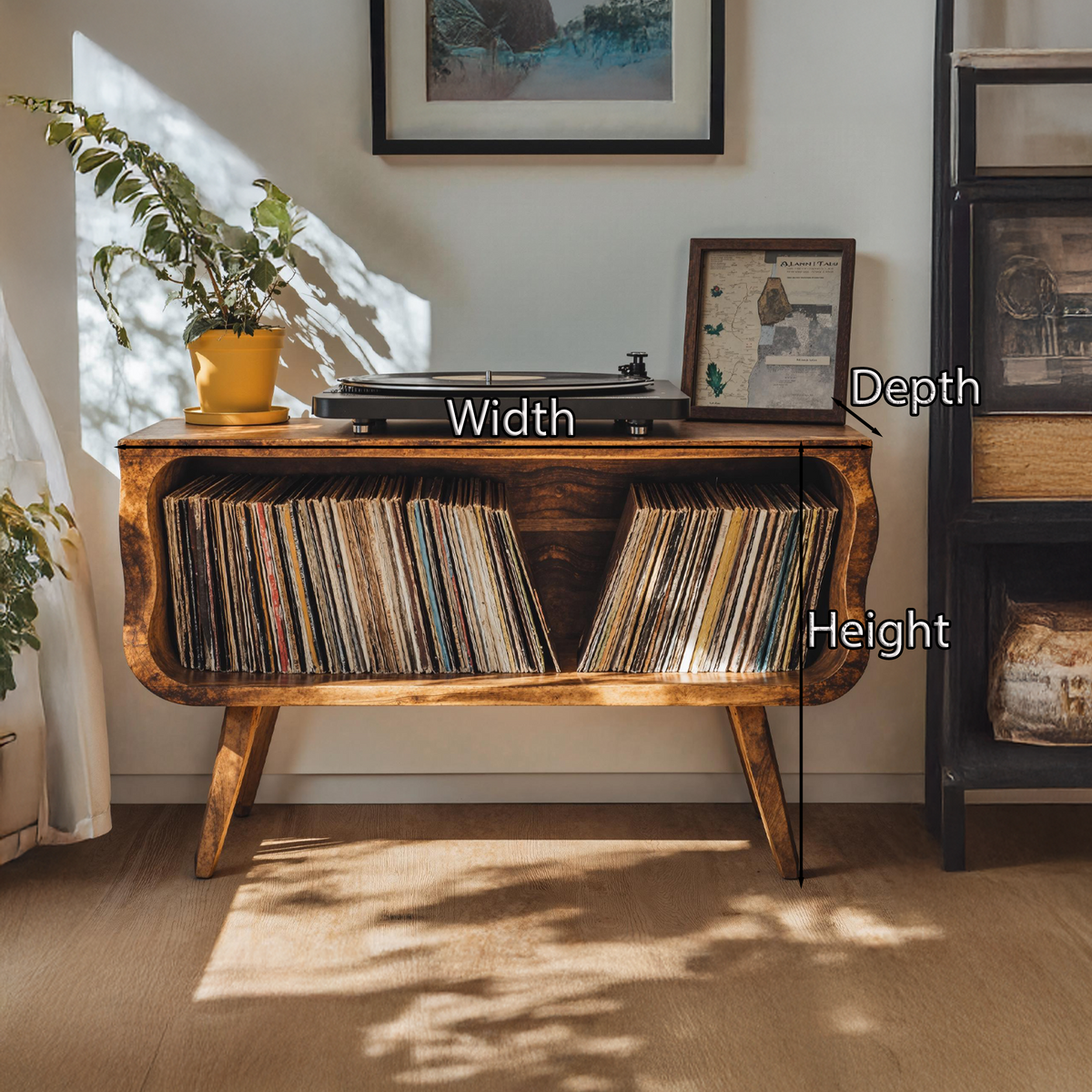 Record Player Stand, Rustic Wood Turntable Table for Vinyl Lovers