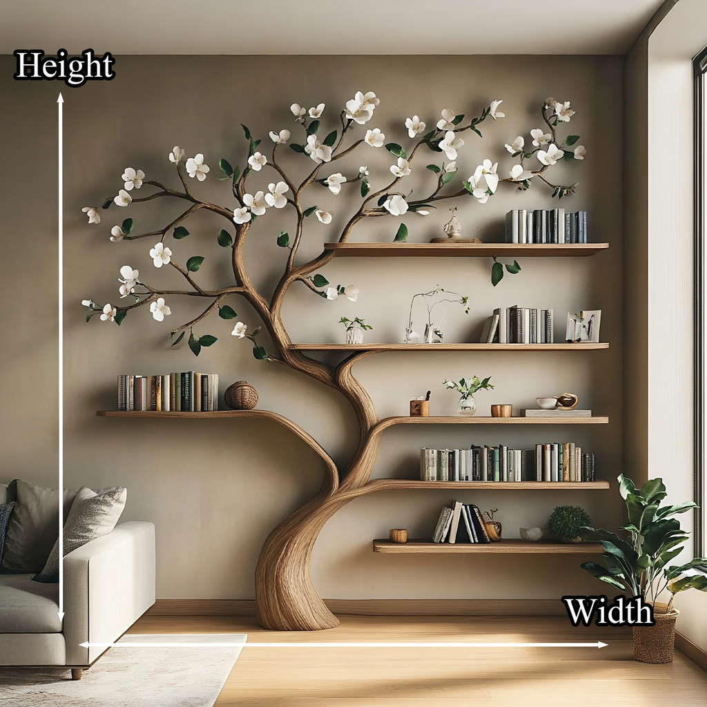 Tree Corner Bookcase, Branch Clothes and Shoe Rack in Solid Wood
