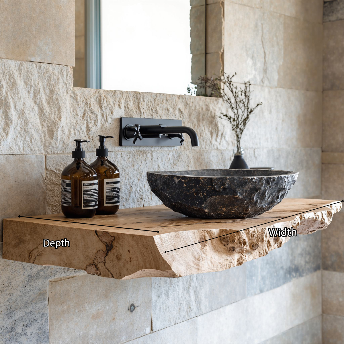Bathroom Vanity Shelf, Handcrafted Wooden Floating Sink Shelf