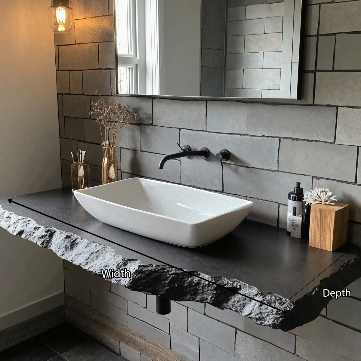 Live Edge Vanity Shelf, Natural Wood Bathroom Countertop Slab
