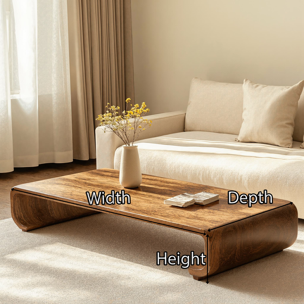 Minimalist Wood Coffee Table, Modern Low Table for Sitting Room