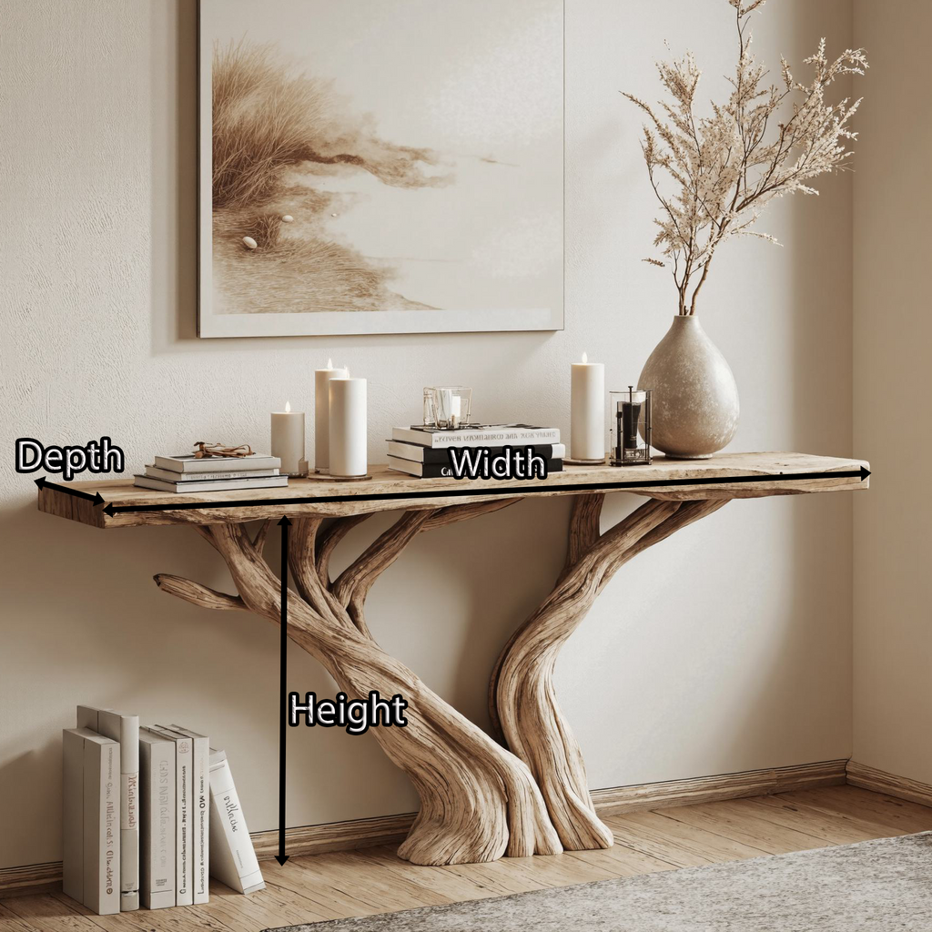 Live Edge Console Table, Handcrafted Rustic Wood Hallway Table