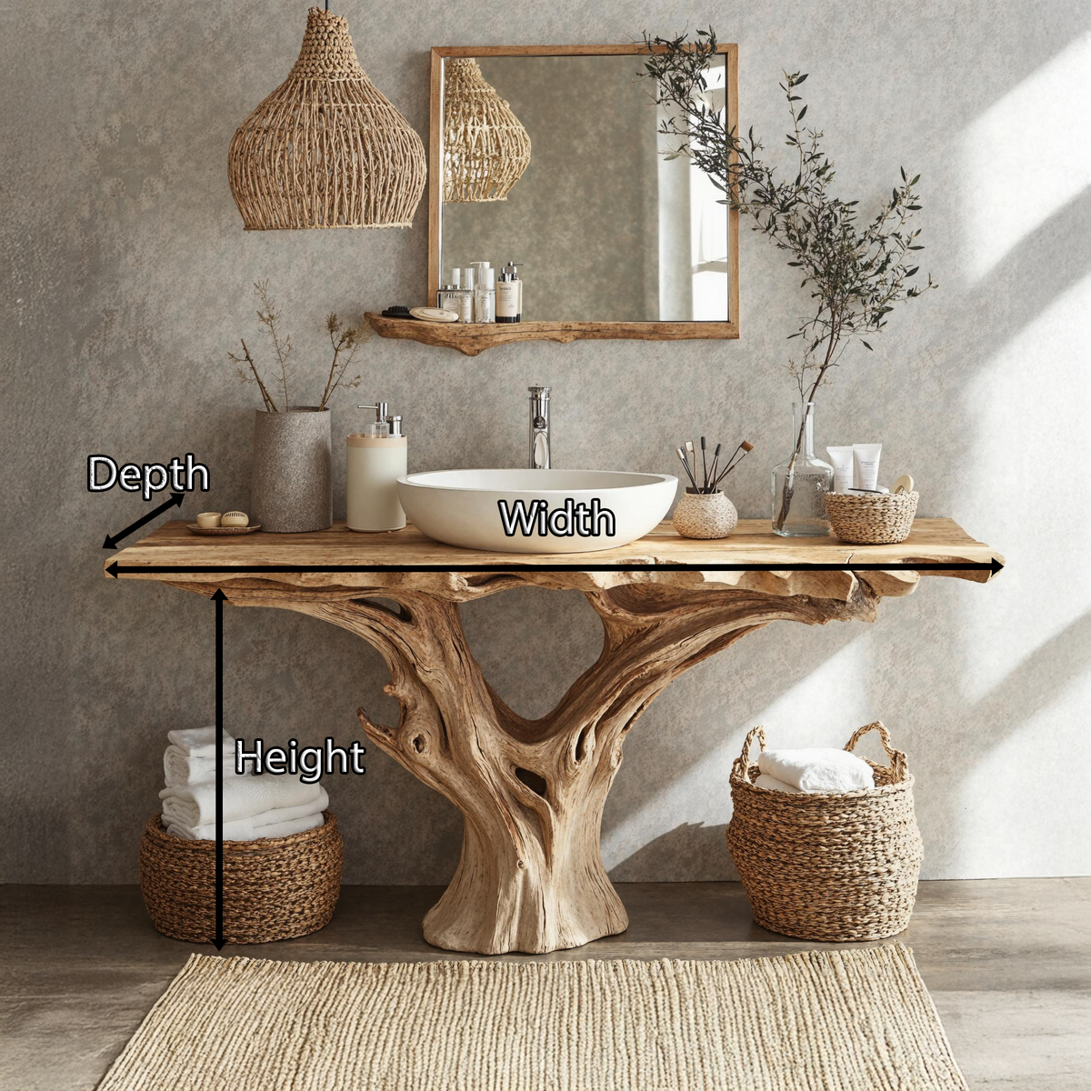 Farmhouse Bathroom Vanity Live Edge Natural Wood Vanity Top