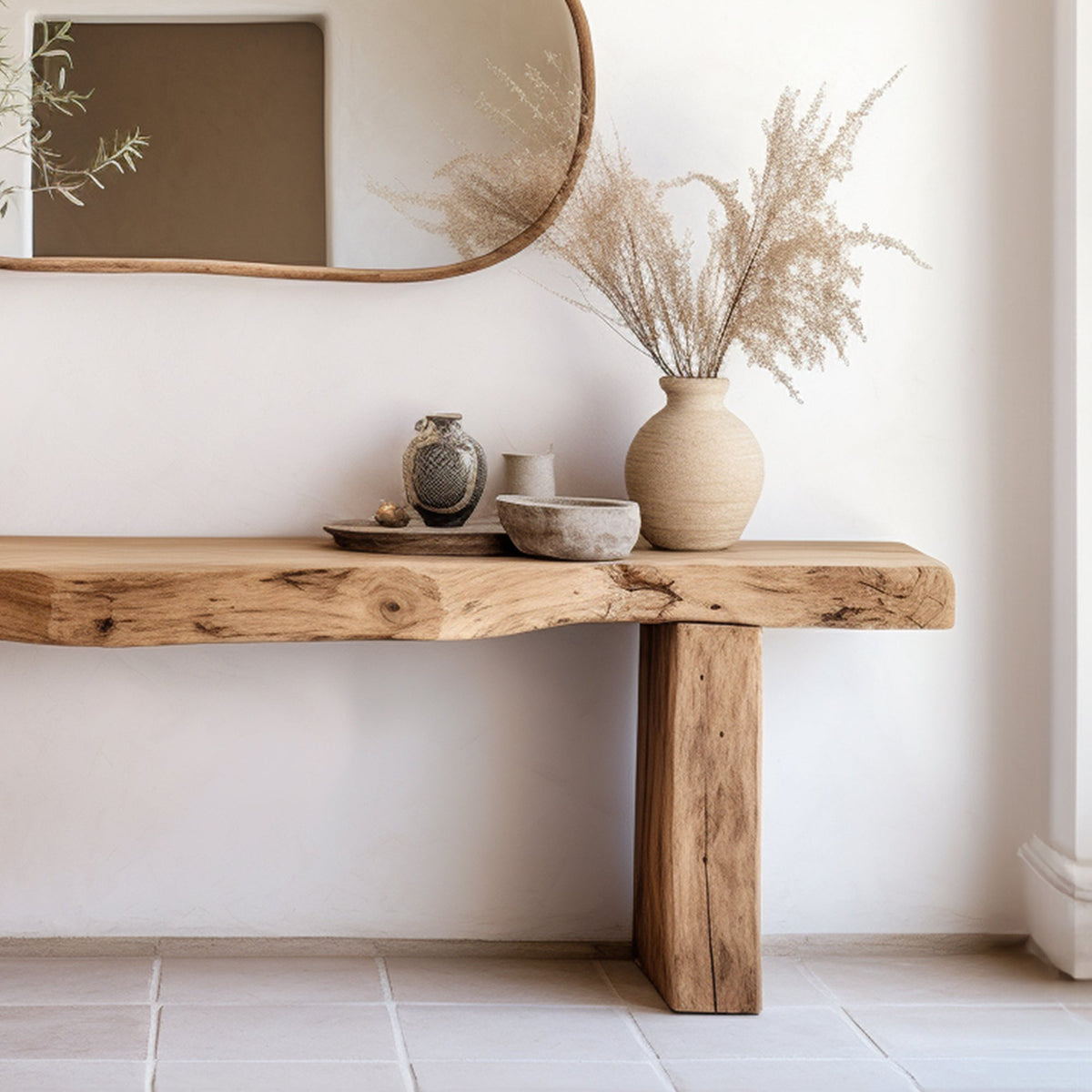 Live Edge Side Table, Modern Natural Wood Accent Table