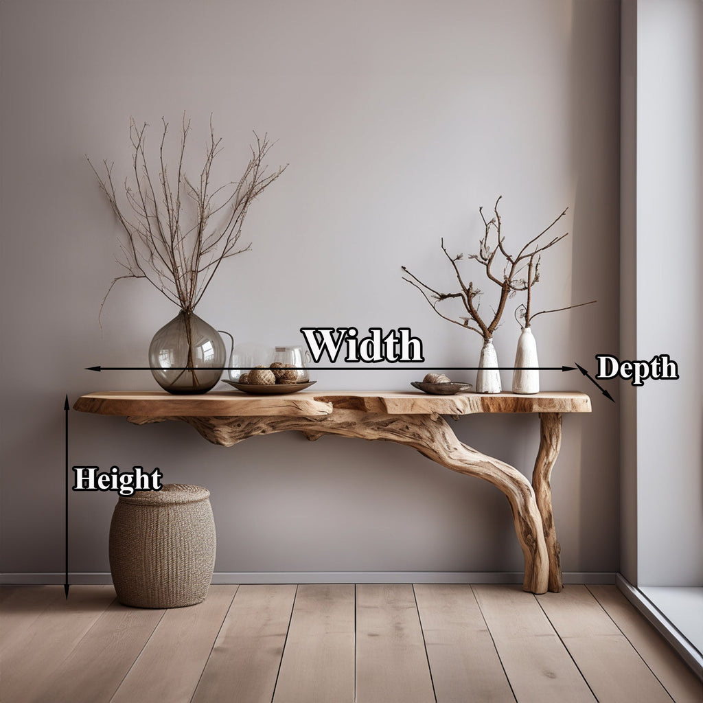 Live Edge Floating Side Table, Rustic Wall-Mounted Wood Console