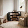 Mid Century Corner Bookshelf, Sculptural Solid Wood Shelf for Study