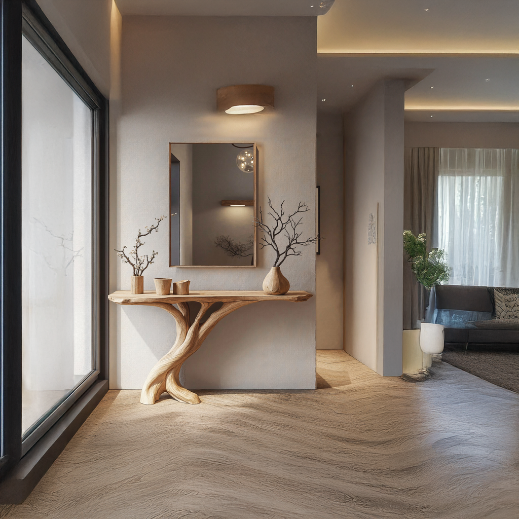 Narrow Console Table, Slim Solid Wood Entryway and Hallway Table