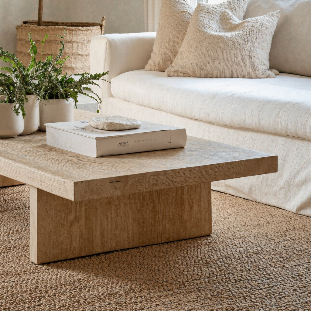 Live Edge Oak Coffee Table, Natural Solid Wood Living Room Table