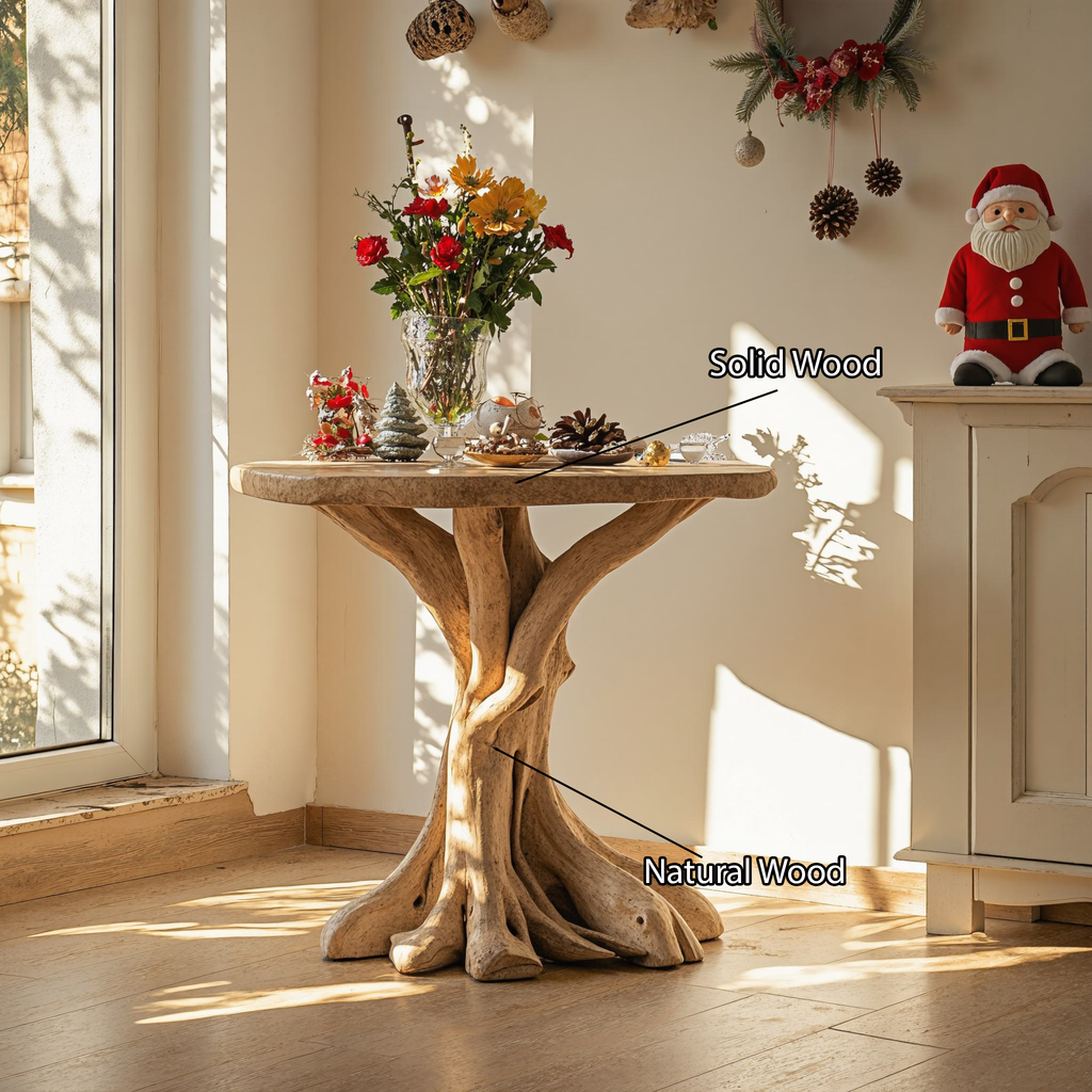 Reclaimed Wood End Table Solid Wood Side Table for Living Room