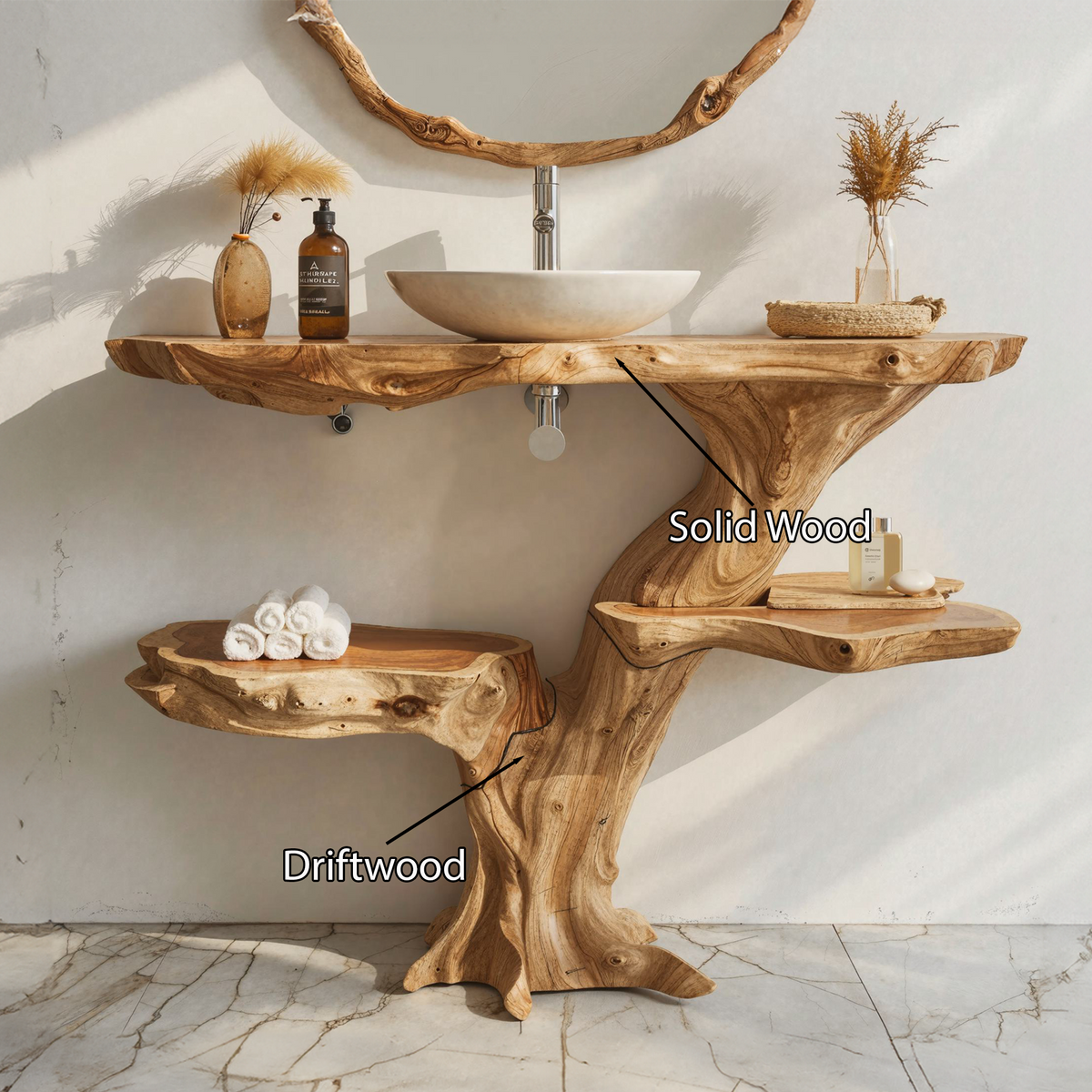 Live Edge Bathroom Vanity Handcrafted Floating Wood Vanity Shelf