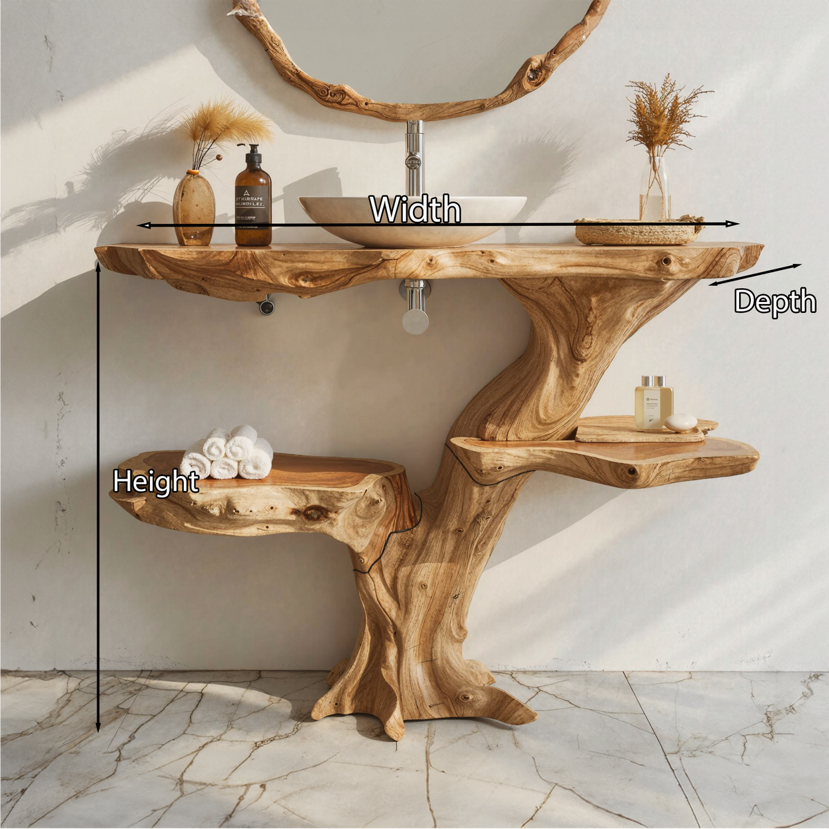 Live Edge Bathroom Vanity Handcrafted Floating Wood Vanity Shelf
