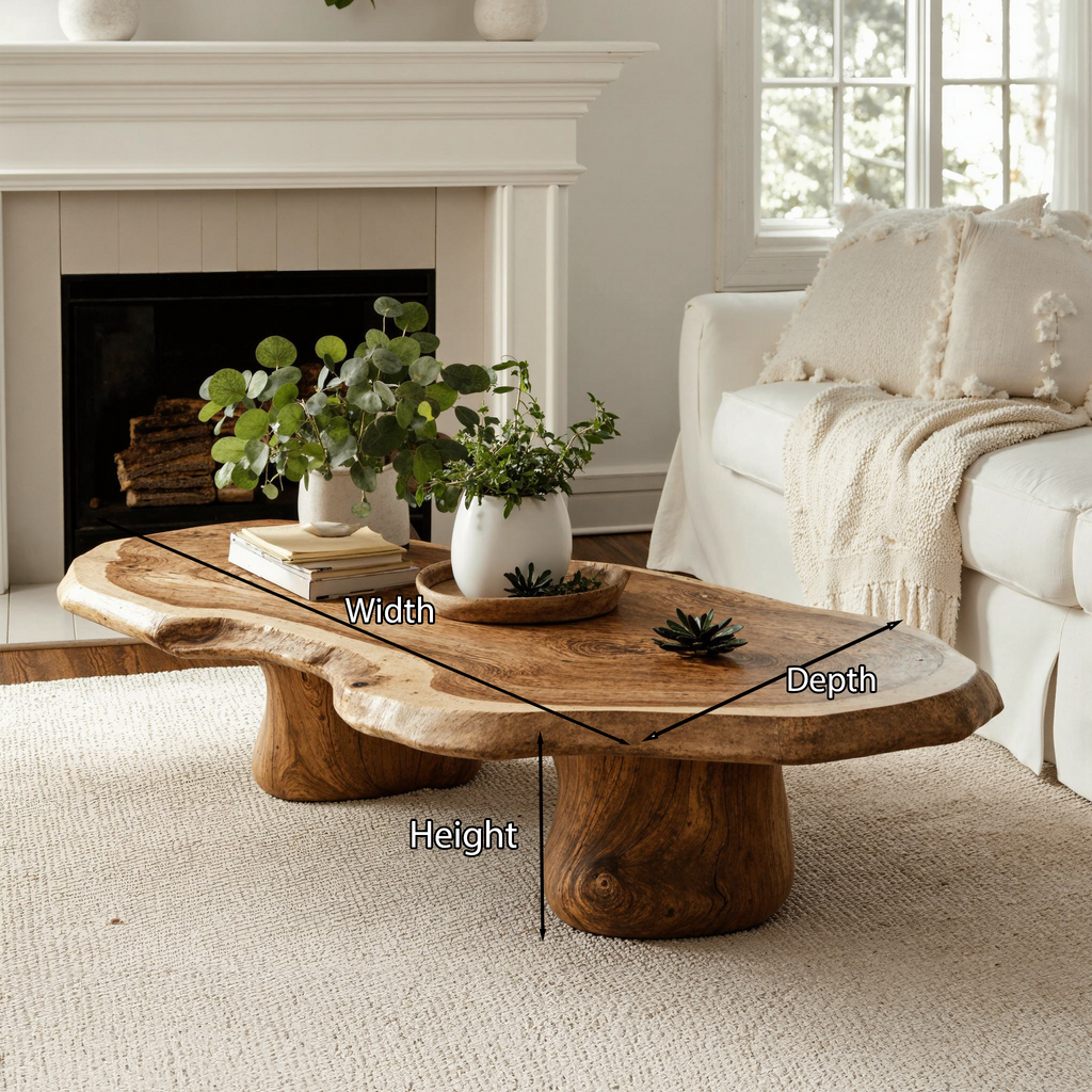 Modern Wood Coffee Table, Solid Natural Wood Living Room Table